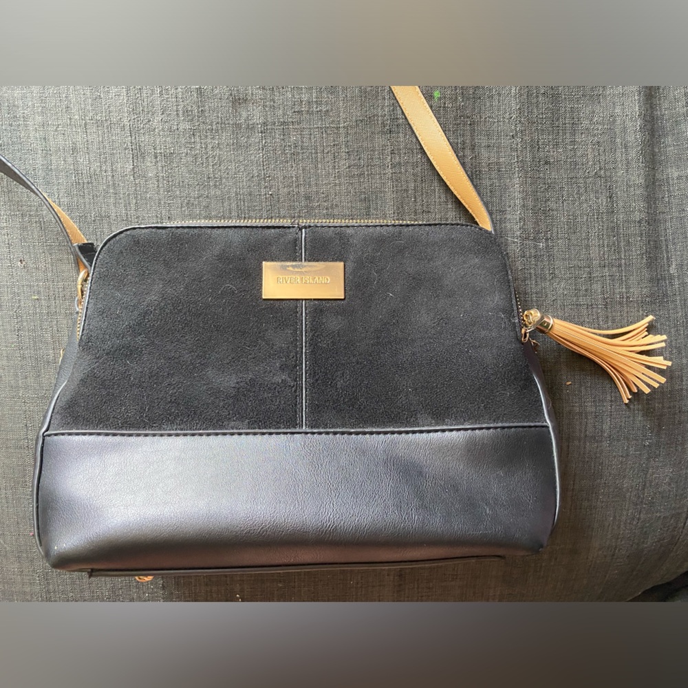 Women's Black Triple Compartment Large Cross Body Bag